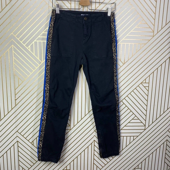 PAM & GELA Leopard Print Racer Stripe Cargo Pants Black Size US 28 - Picture 2 of 12